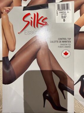 Essentials Silks Sheer Control Top Hosiery in Black
